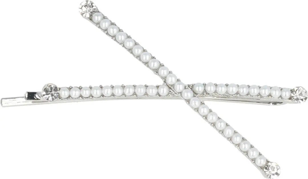 Haarsoires Schuifspeldje 6cm - Pareltjes Strass - Zilver