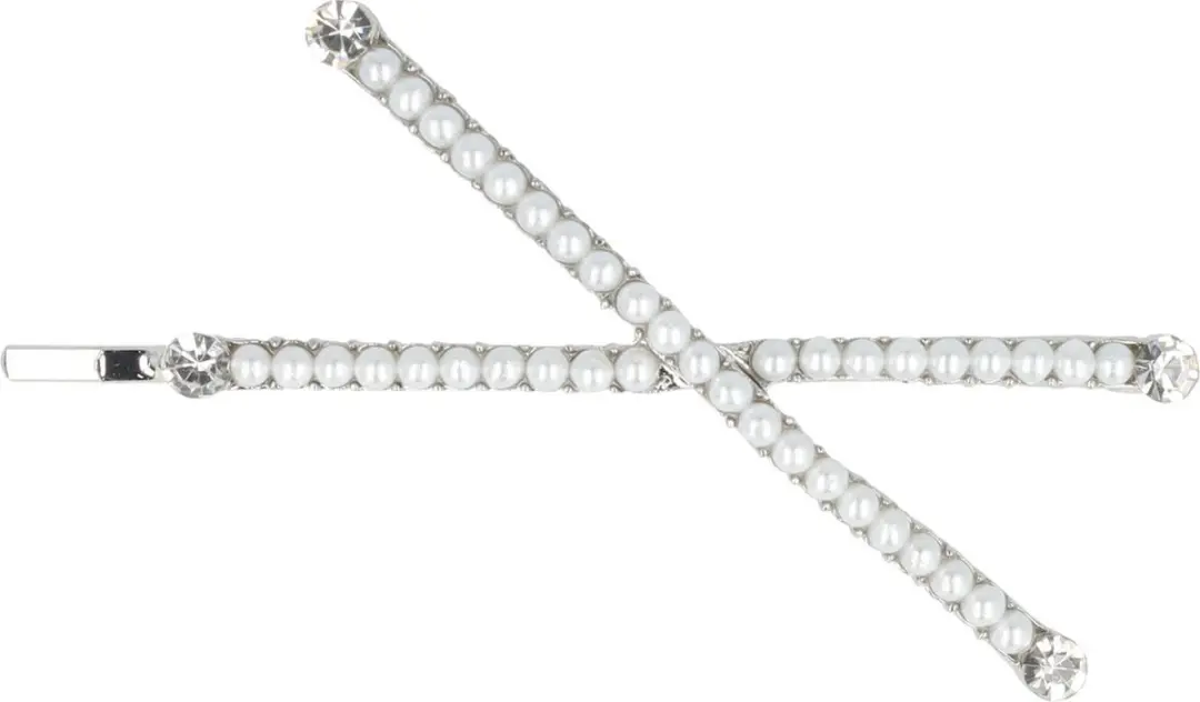 Haarsoires Schuifspeldje 6cm - Pareltjes Strass - Zilver