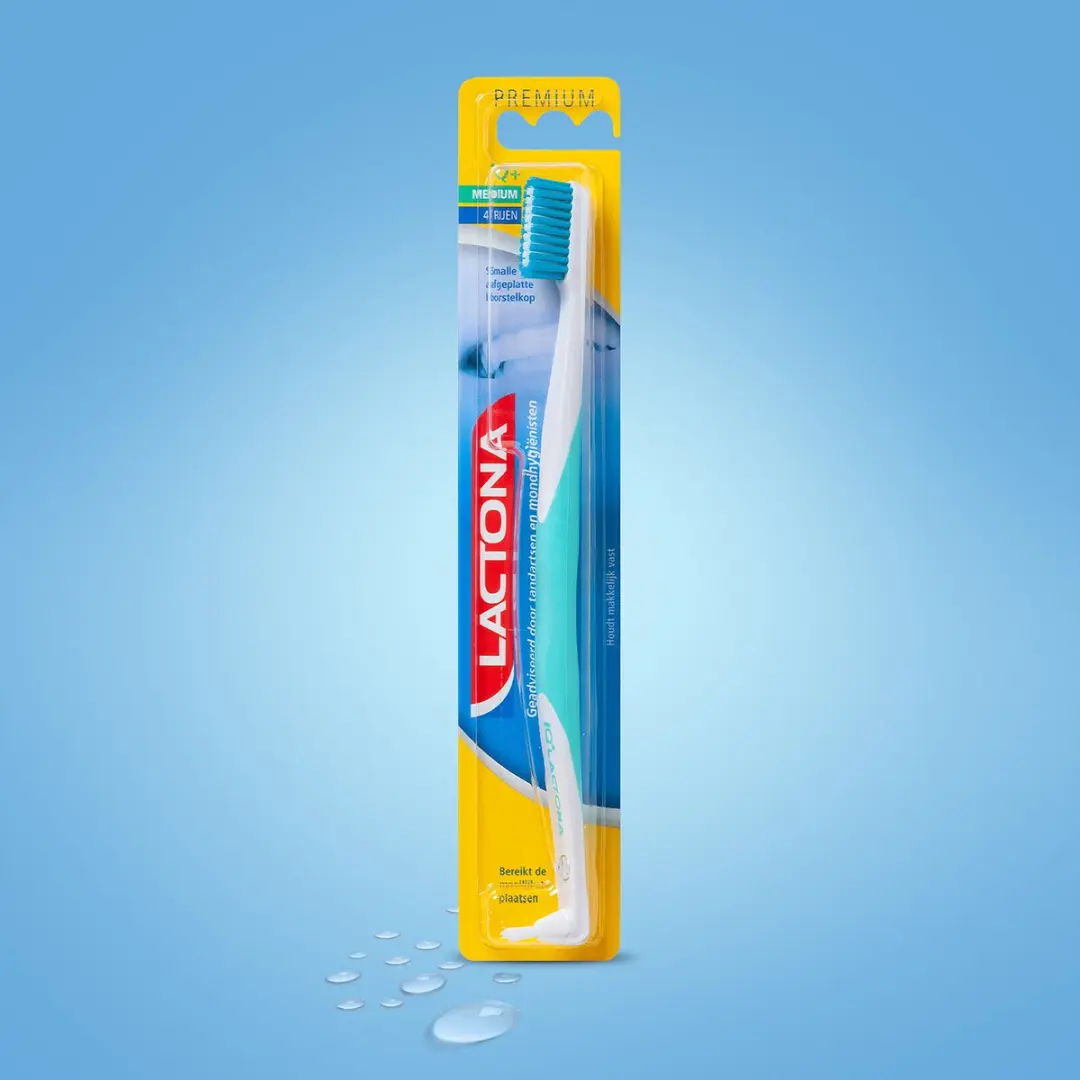Lactona iQ+ Medium Tandenborstel - Medium Hard - Groen