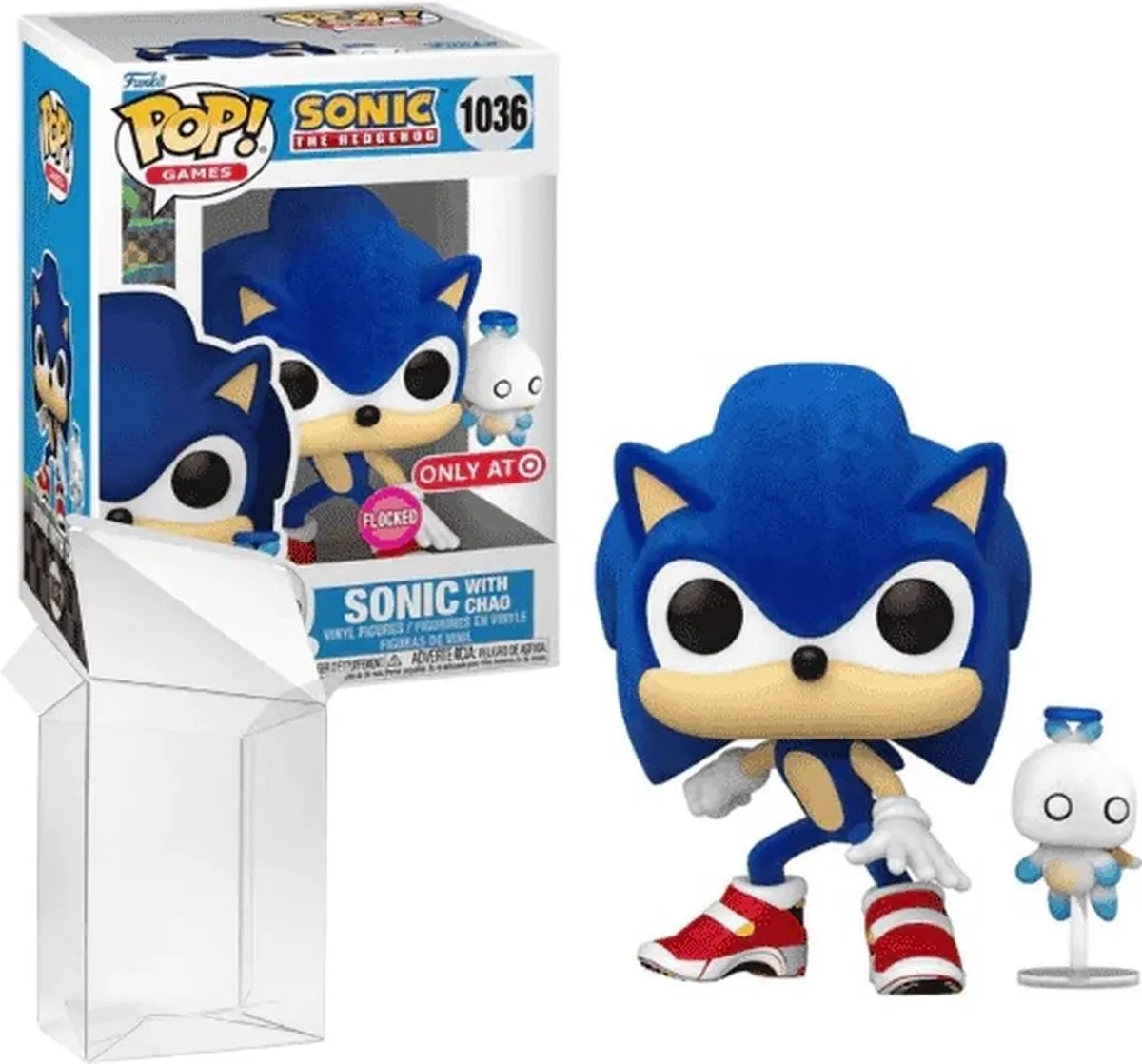 Funko Pop! Sonic The Hedgehog With Hero Chao #1036 Flocked Special Edition
