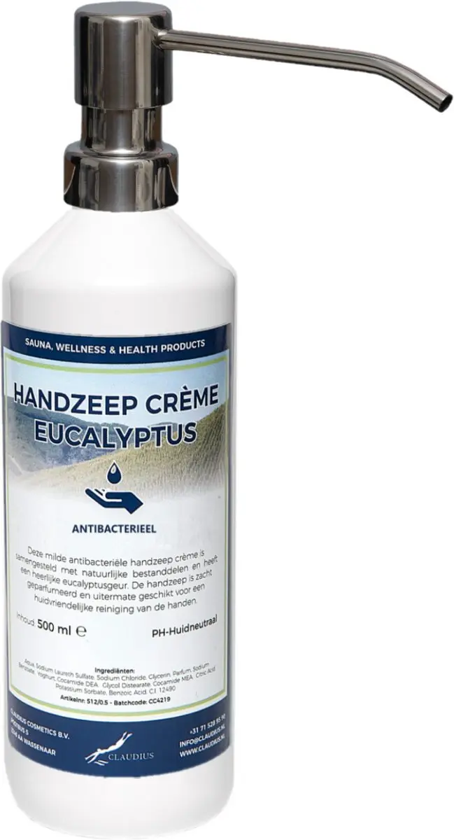 Splashbox Cosmetics Handzeep Crème Eucalyptus 500ml - RVS Pomp