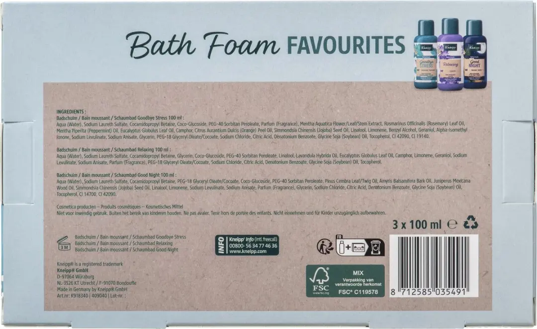 Kneipp Geschenkset Badschuim Favourites - 3x100ml