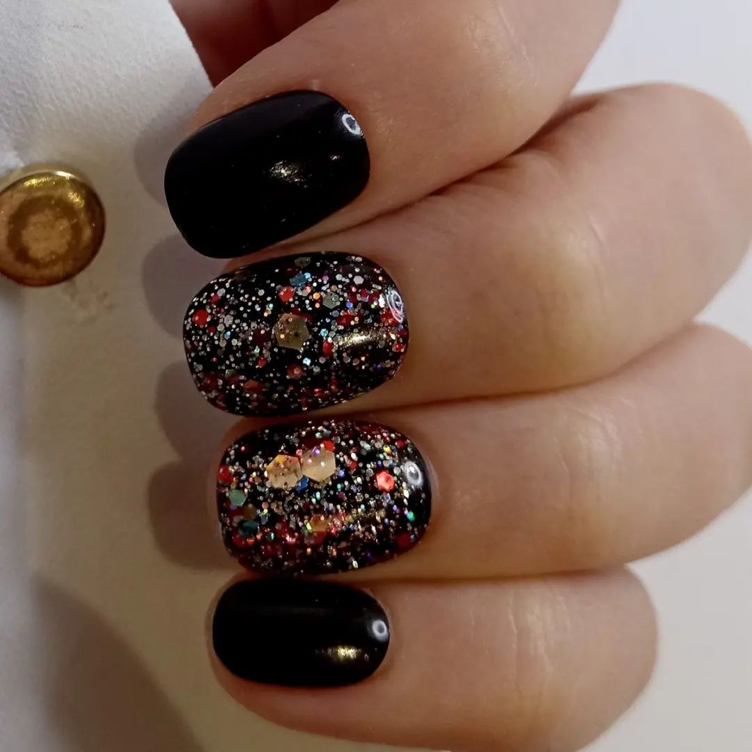 SD Press on Nails B-167 Nagelset - Zwart Glitter - 20 Stuks - afbeelding 6 van 6