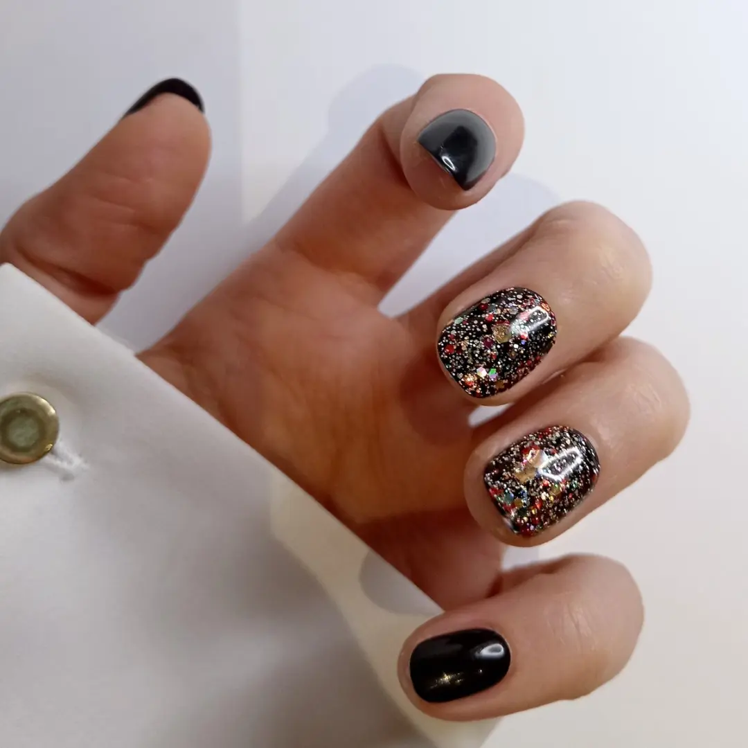 SD Press on Nails B-167 Nagelset - Zwart Glitter - 20 Stuks