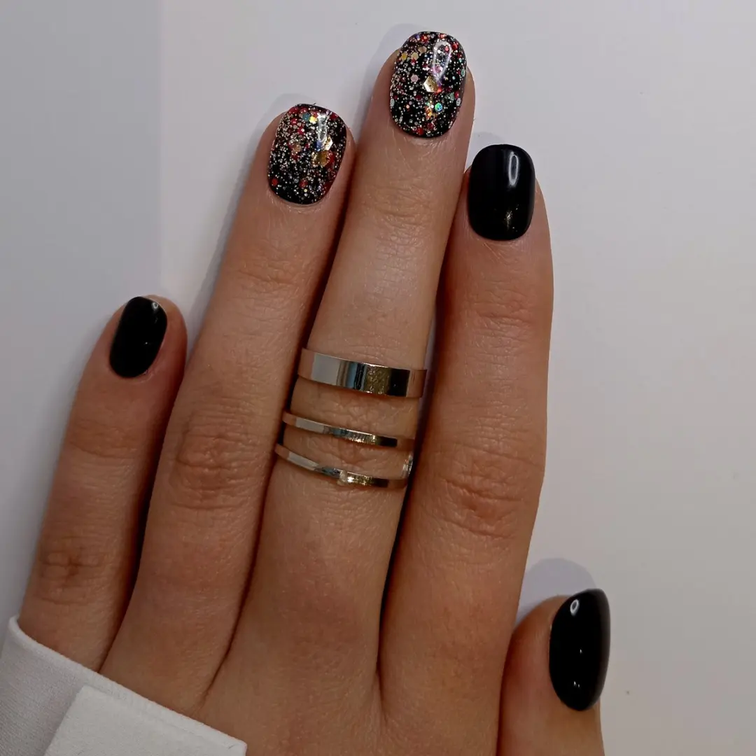 SD Press on Nails B-167 Nagelset - Zwart Glitter - 20 Stuks