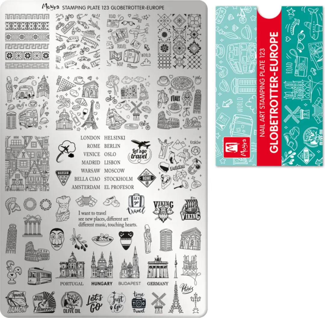 Moyra Stamping Plate 123 Globetrotter Europe