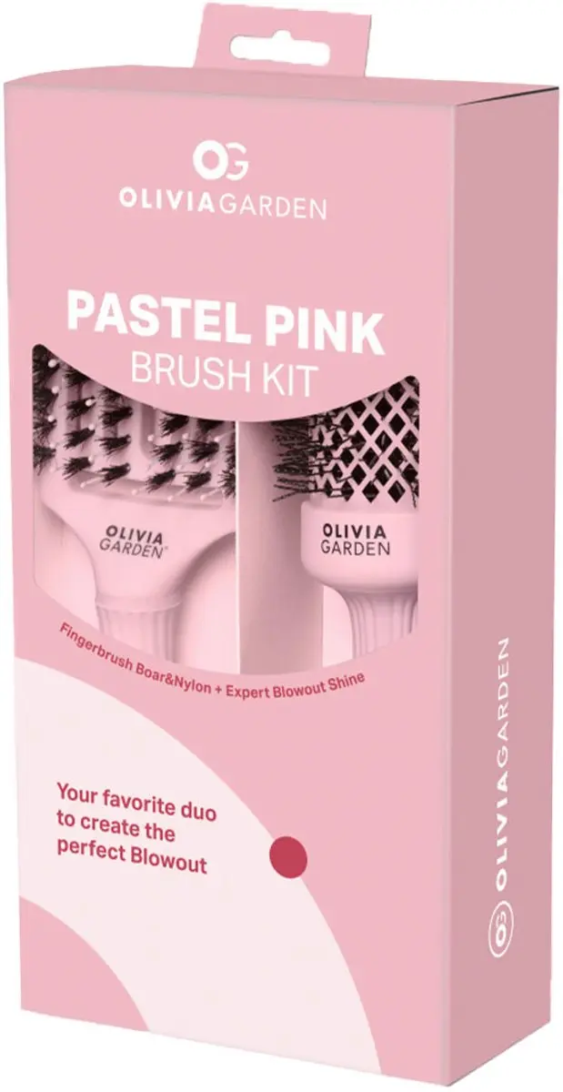 Olivia Garden Pastel Pink Brush & Fingerbrush Blowout Kit