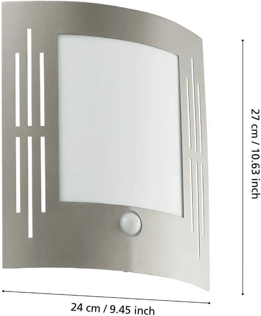 Eglo City Wandlamp met Sensor - RVS Wit