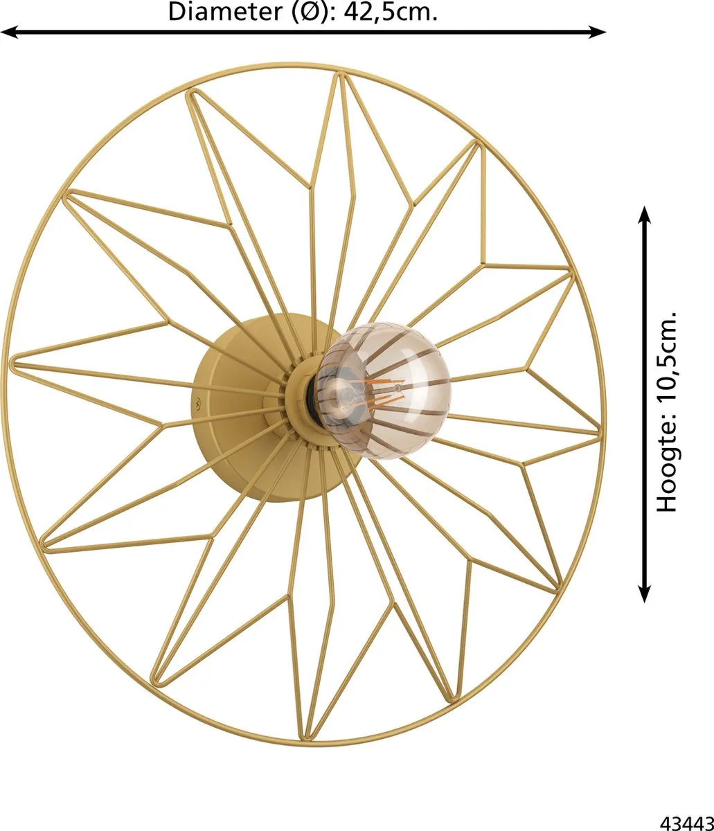 Eglo Castanuelo Wandlamp/Plafondlamp Ø42,5cm - Goud - afbeelding 6 van 6