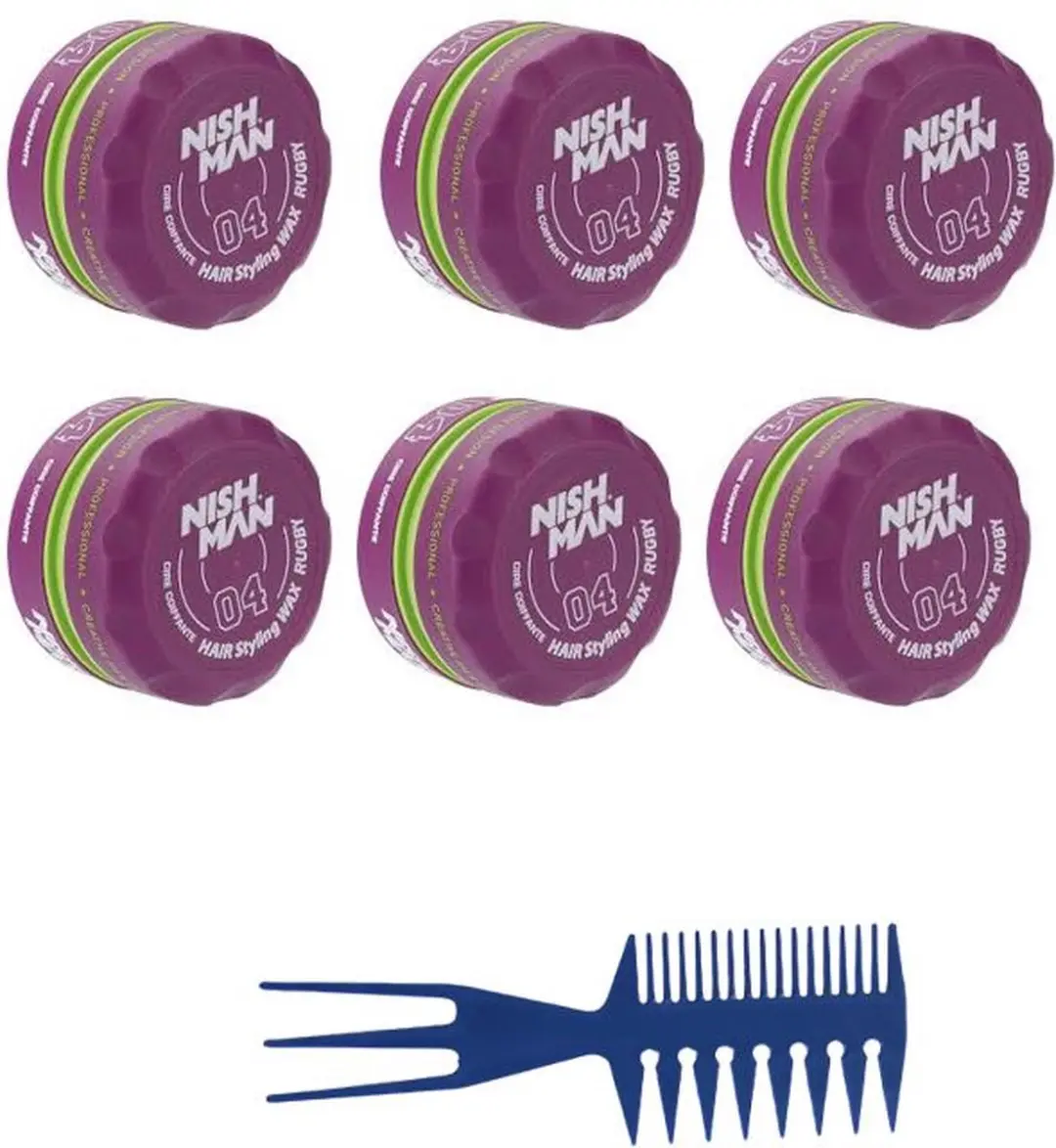 Nishman 04 Hair Styling Wax Ruby 6 Stuks + Kam