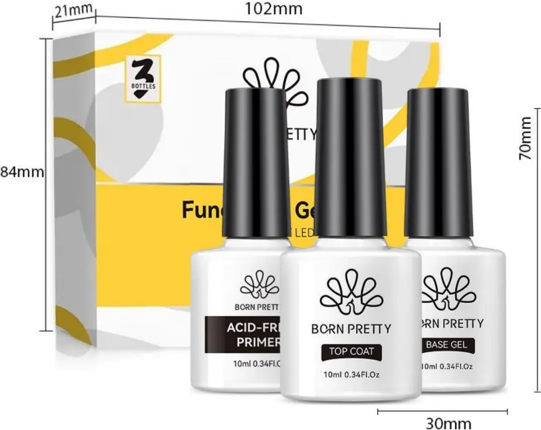 Born Pretty Gellak Starterspakket 3x10ml - Primer/Base/Topcoat - afbeelding 6 van 6
