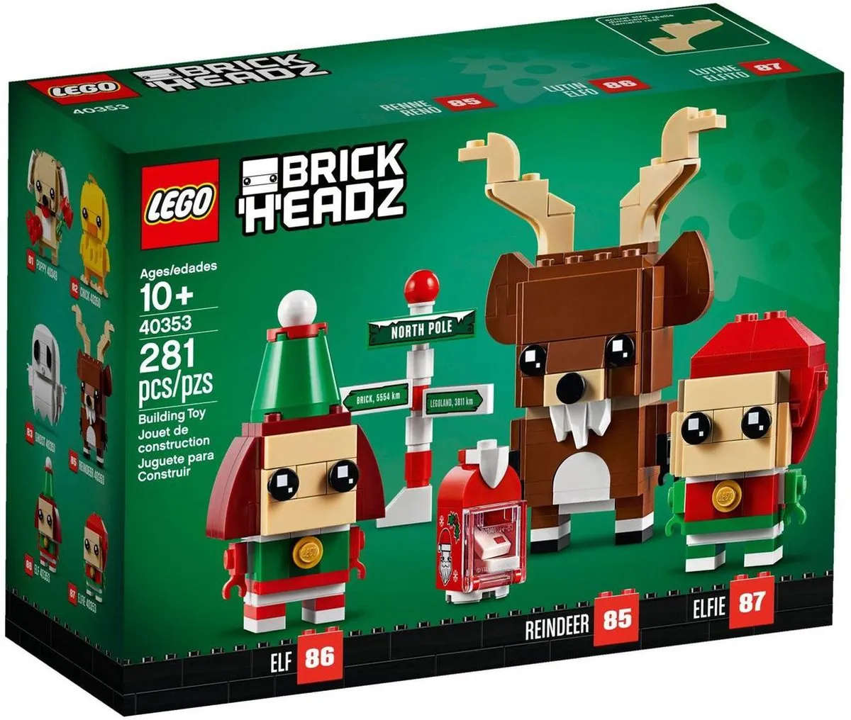 LEGO BrickHeadz 40353 Rendier met Kerst Elven - 281 Stukken - Multikleur