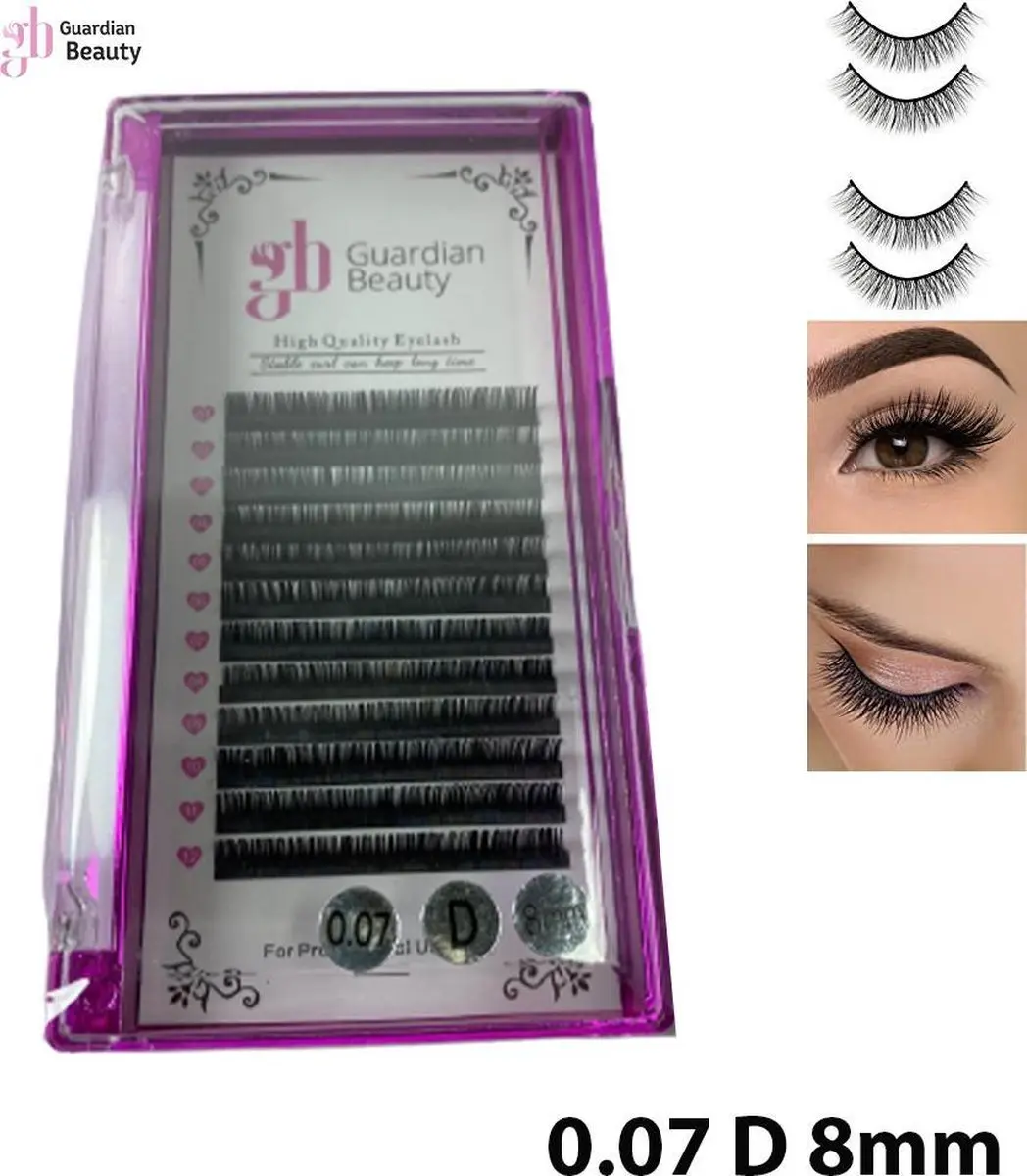 Guardian Beauty Wimpers Extensions 8mm - 0.07 D Krul - Zwart