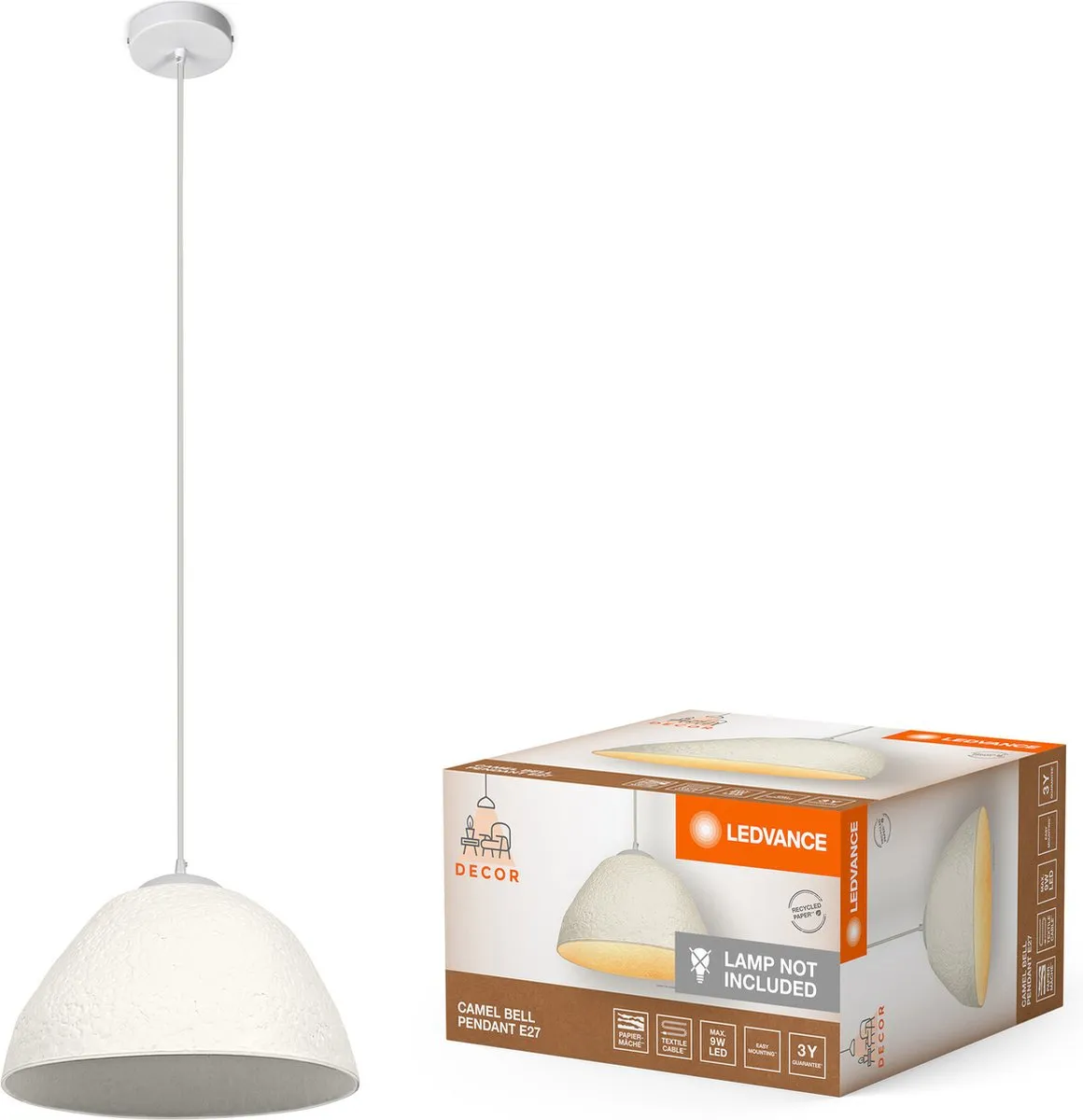 LEDVANCE Decor Camel Bell Hanglamp E27 - 375mm Wit