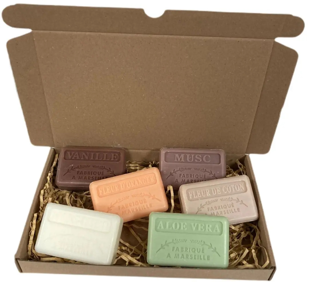 Savon de Marseille Zeepset 6x125g - Vanille, Sinaasappelbloesem, Muguet, Musc, Fleur de coton, Aloë vera