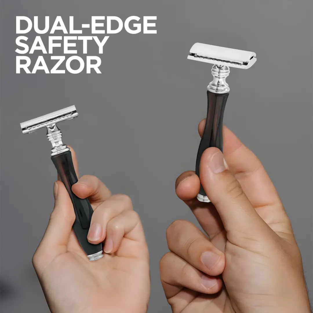 Haryali London Classic Double Edge Veiligheidsscheermes - 5 Mesjes - Rood & Zwart - afbeelding 6 van 6