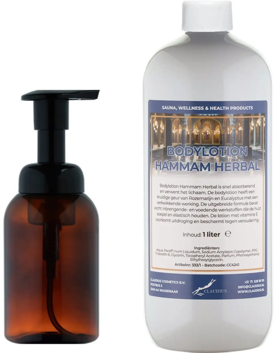 Splashbox Cosmetics Zeepdispenser 300ml + Hammam Herbal Bodylotion 1L