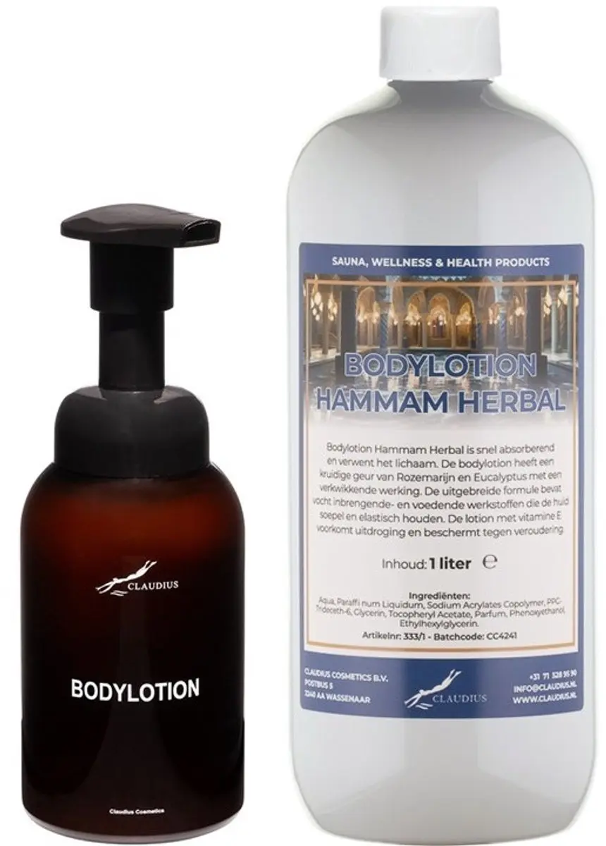 Splashbox Cosmetics Zeepdispenser 300ml + Hammam Herbal Bodylotion 1L