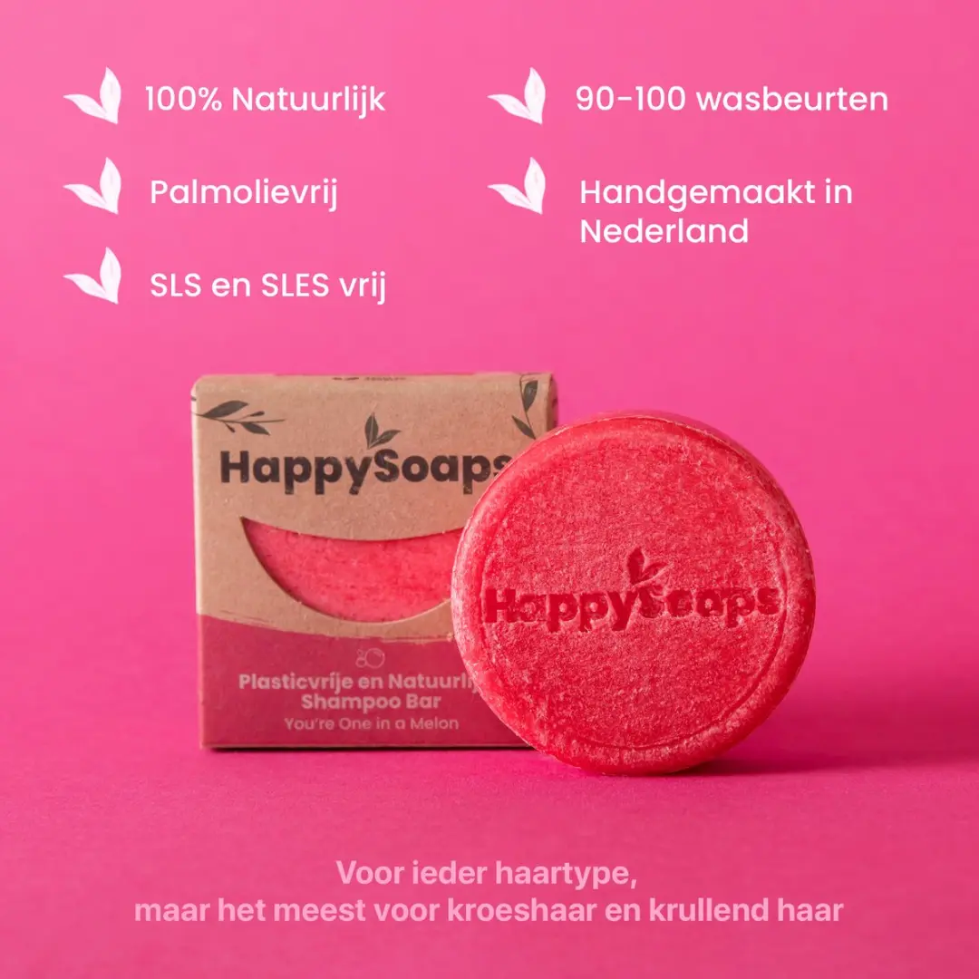 HappySoaps Shampoo Bar You're One in a Melon - Krullen & Droog Haar 70g