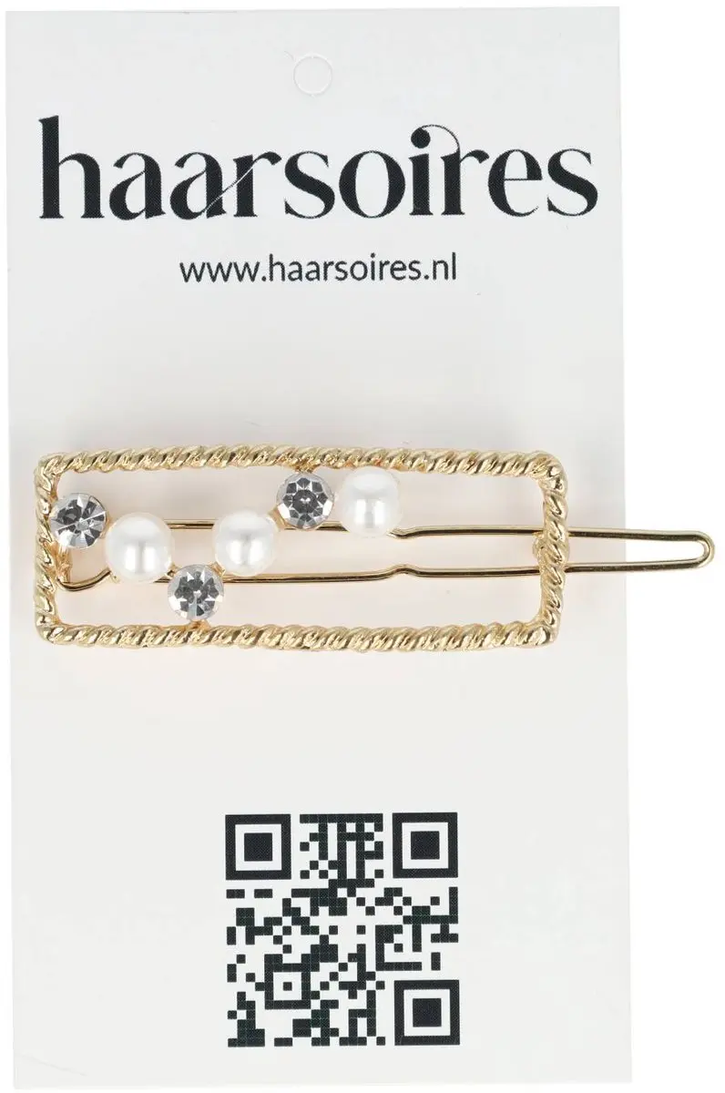 Haarsoires Haarspeld 4,5cm - Recht - Parel Strass - Wit Goud