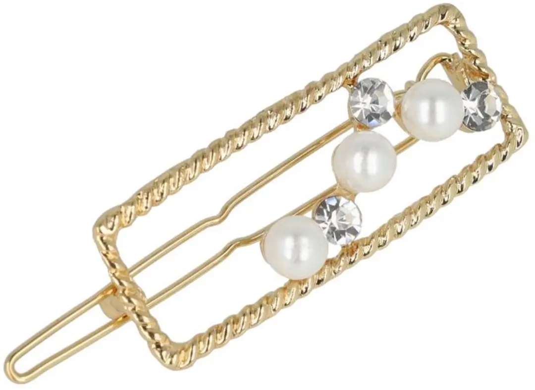 Haarsoires Haarspeld 4,5cm - Recht - Parel Strass - Wit Goud