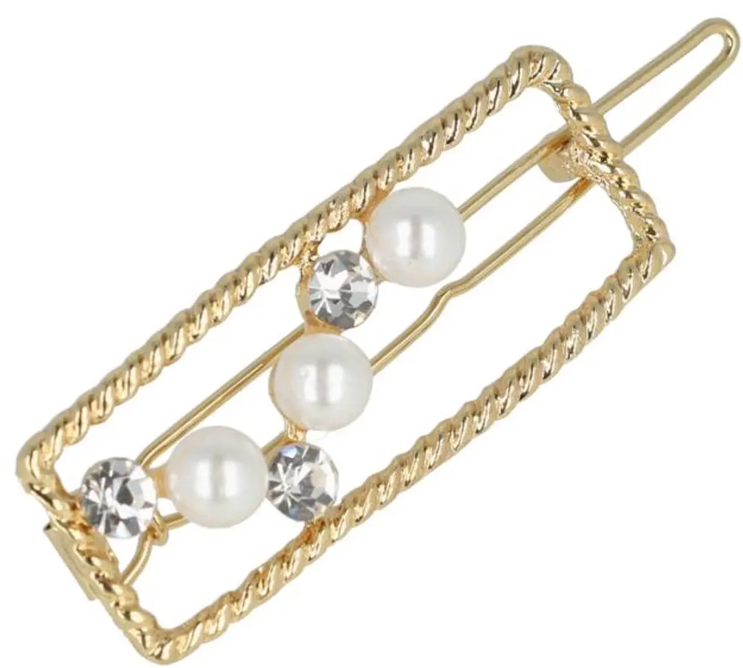 Haarsoires Haarspeld 4,5cm - Recht - Parel Strass - Wit Goud