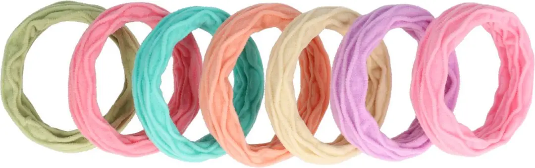 Haarsoires Haarelastieken Basic - 7 Stuks - Roze Paars Beige Oranje Blauw Groen
