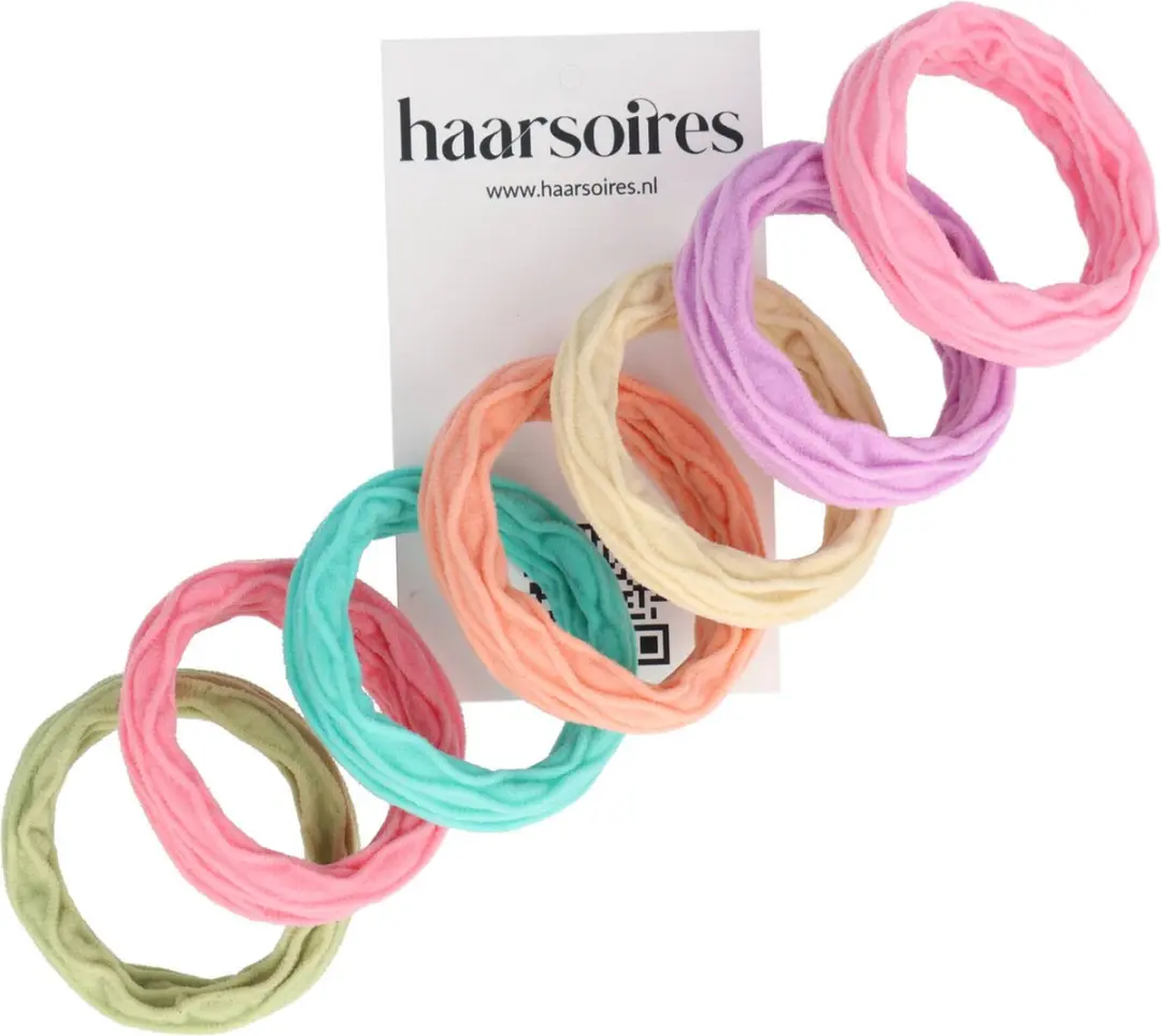 Haarsoires Haarelastieken Basic - 7 Stuks - Roze Paars Beige Oranje Blauw Groen