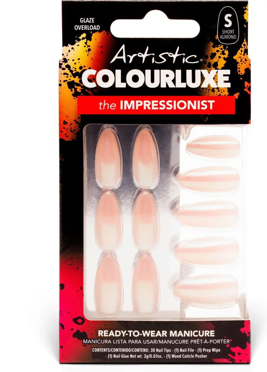 Artistic Nail Design Colourluxe Press On Tips Glaze Overload - Short Almond - 30 Tips