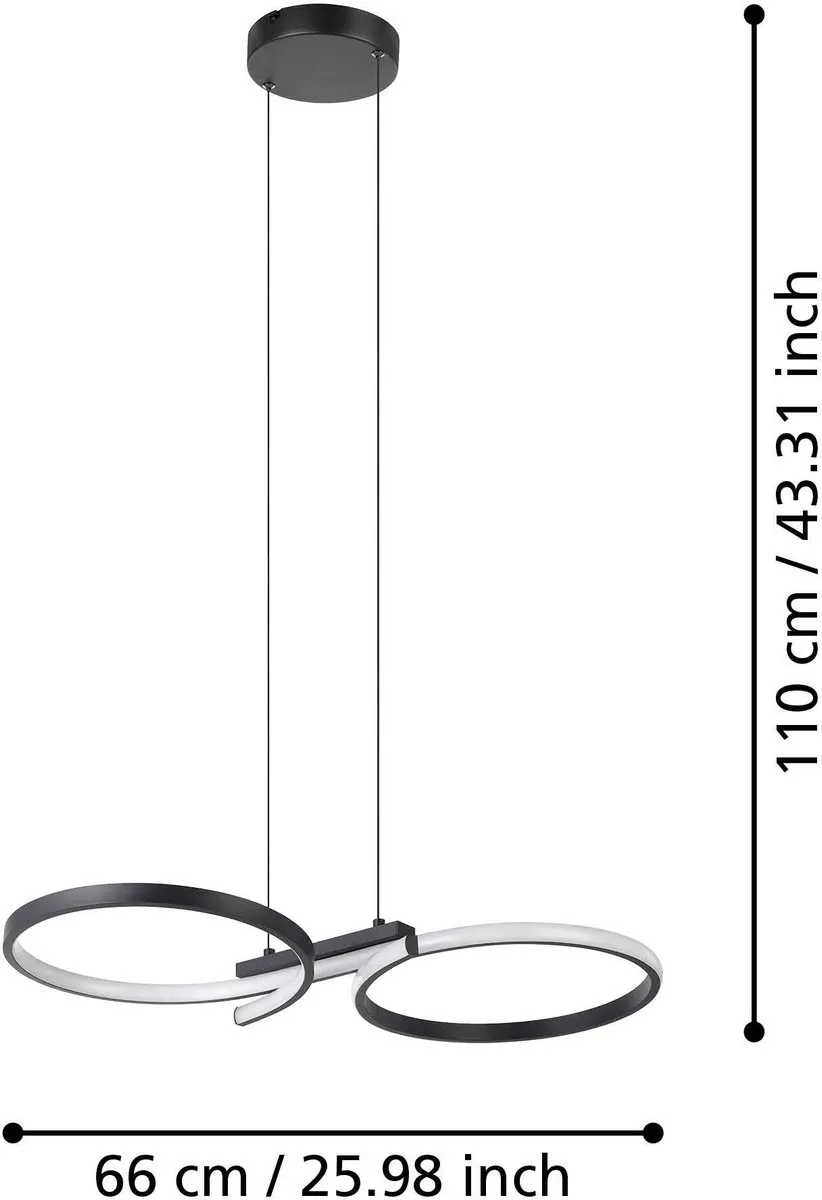 Eglo Serpins Hanglamp LED 66cm - Zwart/Wit - afbeelding 6 van 6