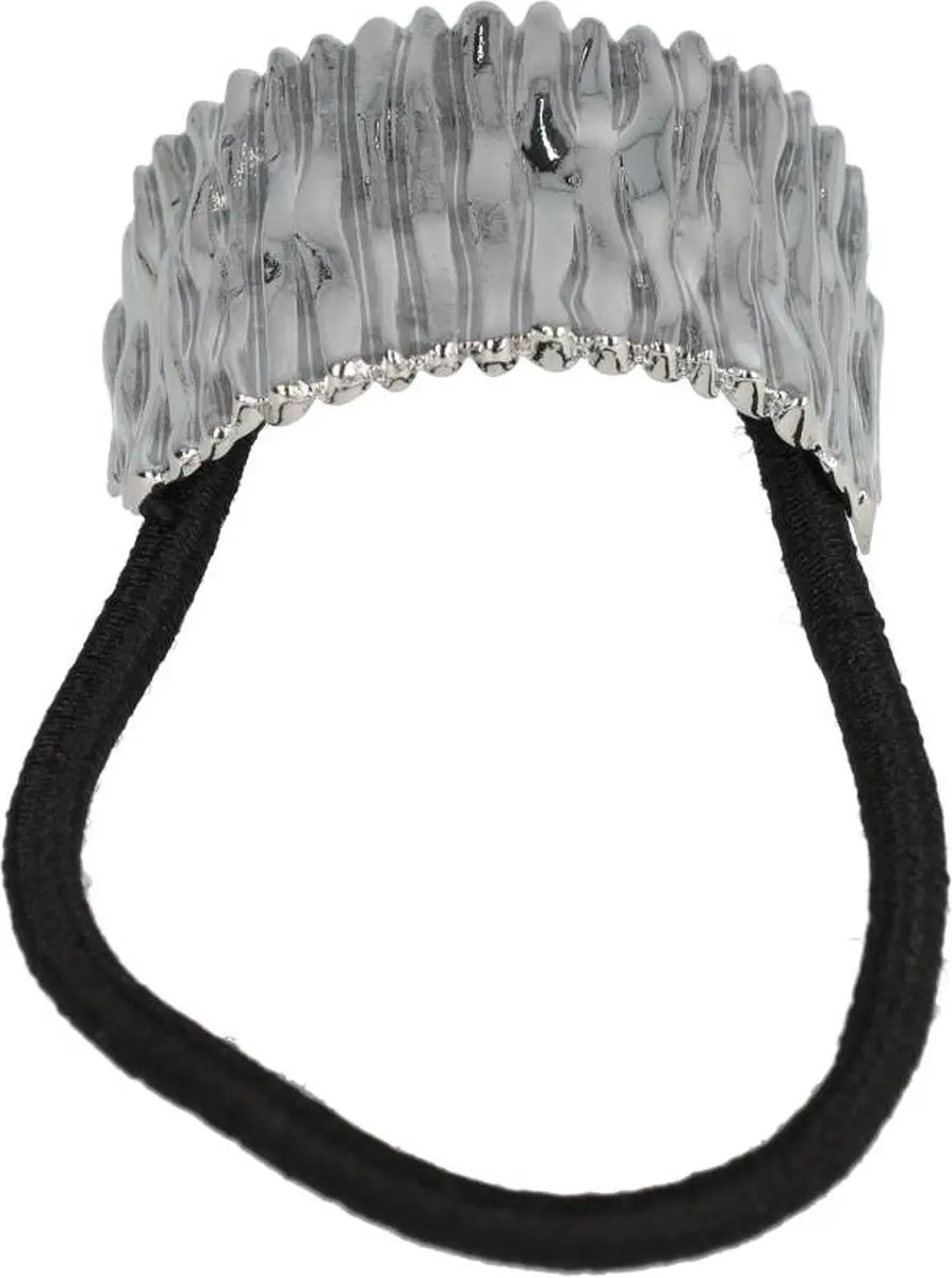 Haarsoires Haarelastiek Cuff 4cm - Zwart Zilver