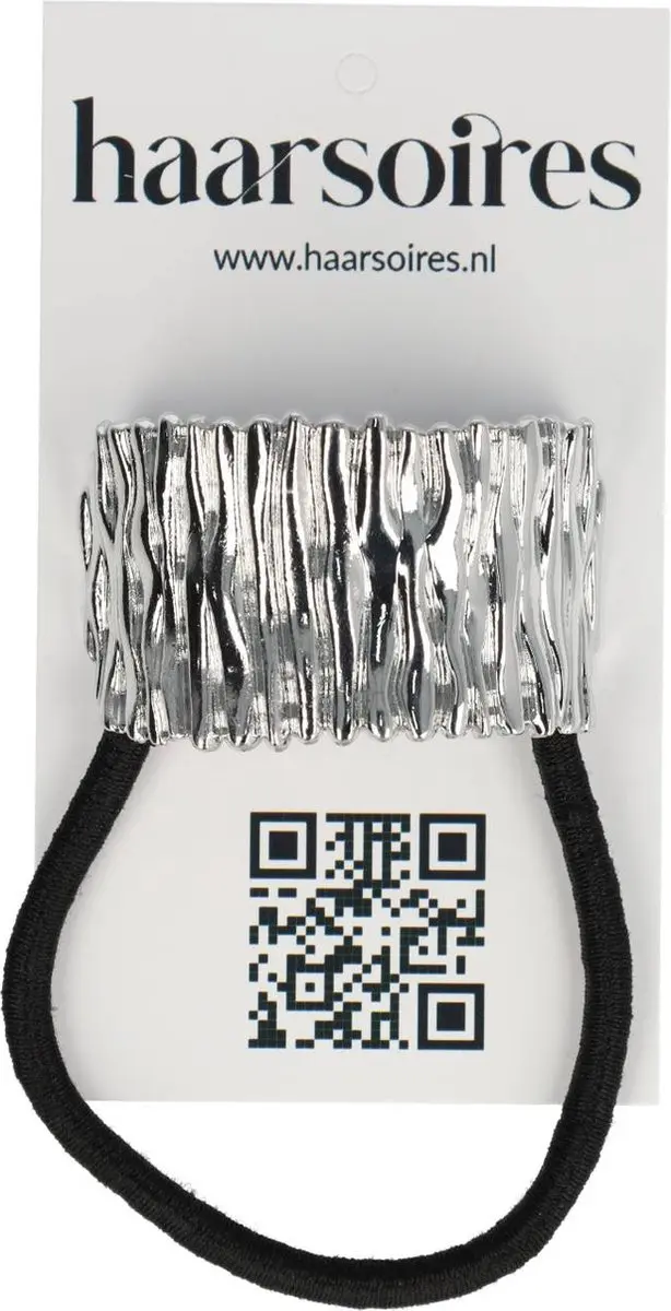 Haarsoires Haarelastiek Cuff 4cm - Zwart Zilver