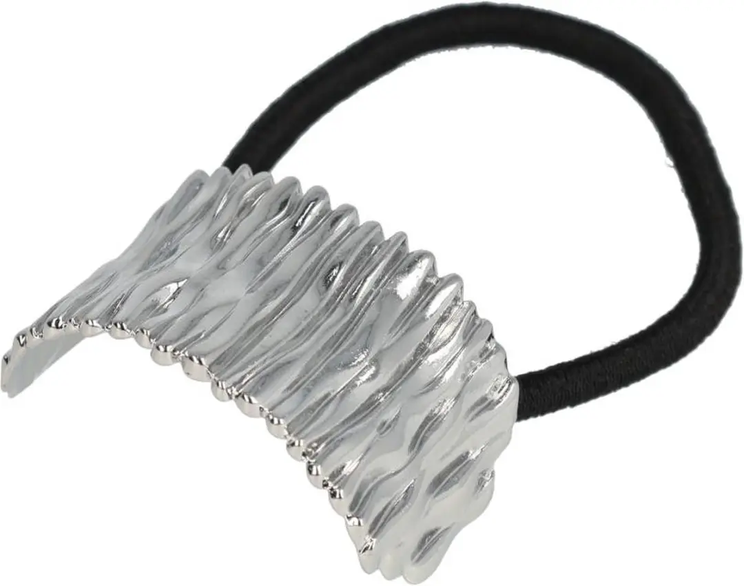 Haarsoires Haarelastiek Cuff 4cm - Zwart Zilver