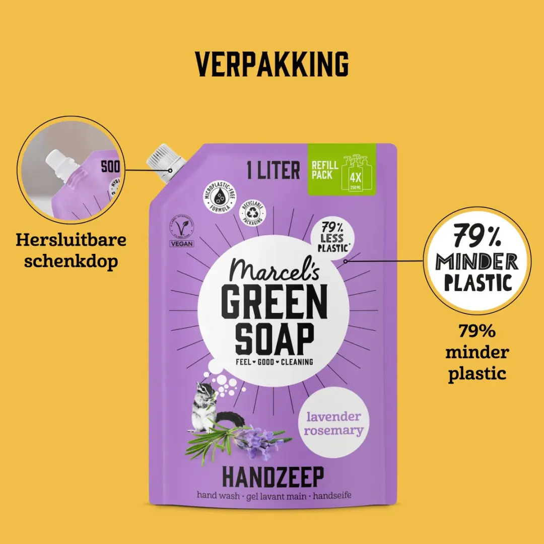 Marcel's Green Soap Handzeep Navulling Lavendel & Rozemarijn - 6x1L