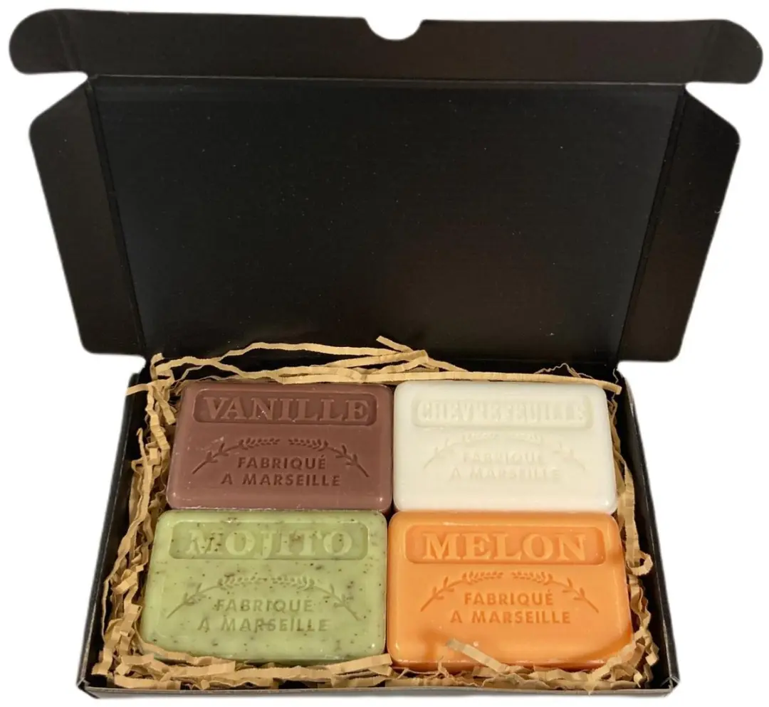 Savon de Marseille Zeep Set 4x125g - Chevrefeuille/Mojito/Vanille/Meloen