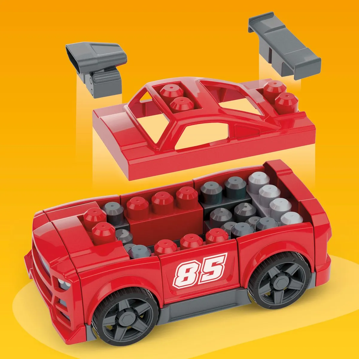 Mega Bloks Bouw- en Rijraceauto - 26 Stuks - Meerkleurig - afbeelding 6 van 6