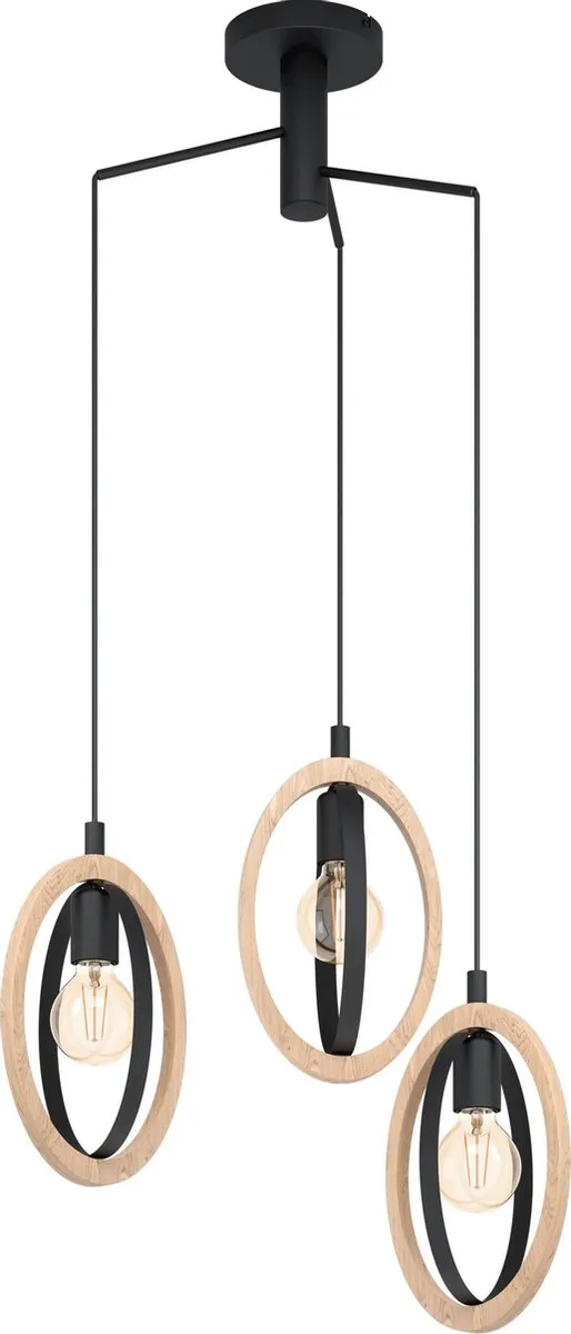 Eglo Basildon Hanglamp E27 - Ø61,5cm - Zwart/Bruin