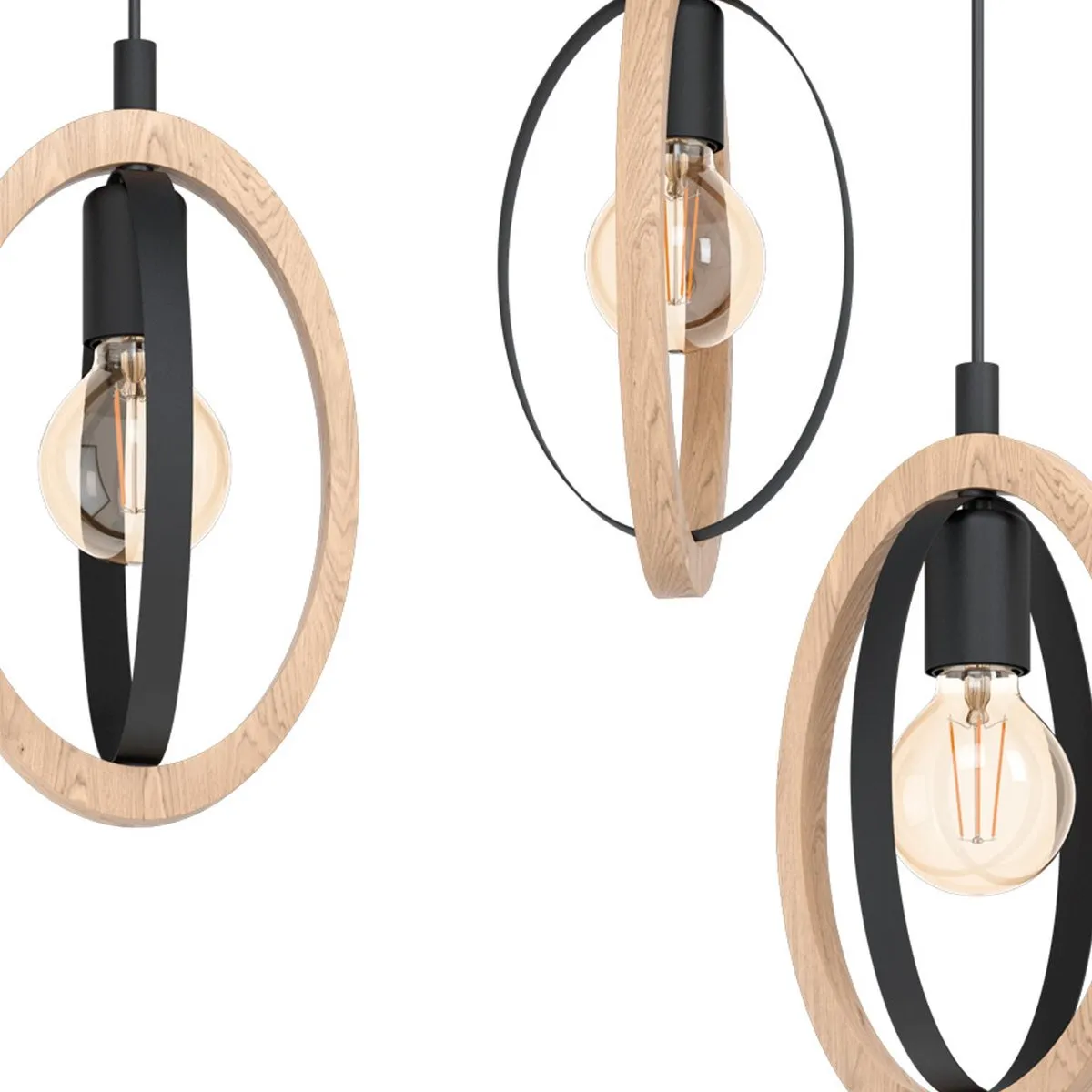 Eglo Basildon Hanglamp E27 - Ø61,5cm - Zwart/Bruin