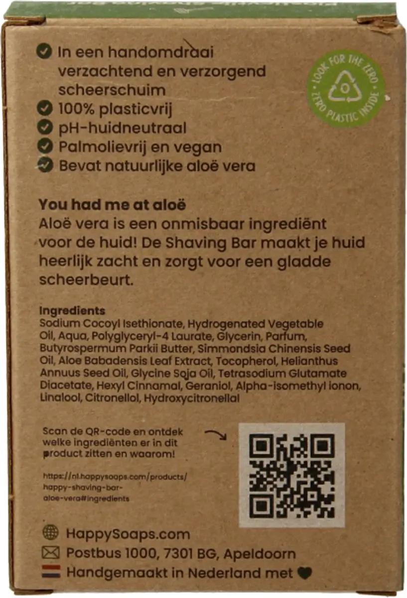 HappySoaps Shaving Bar Aloë Vera - 80g