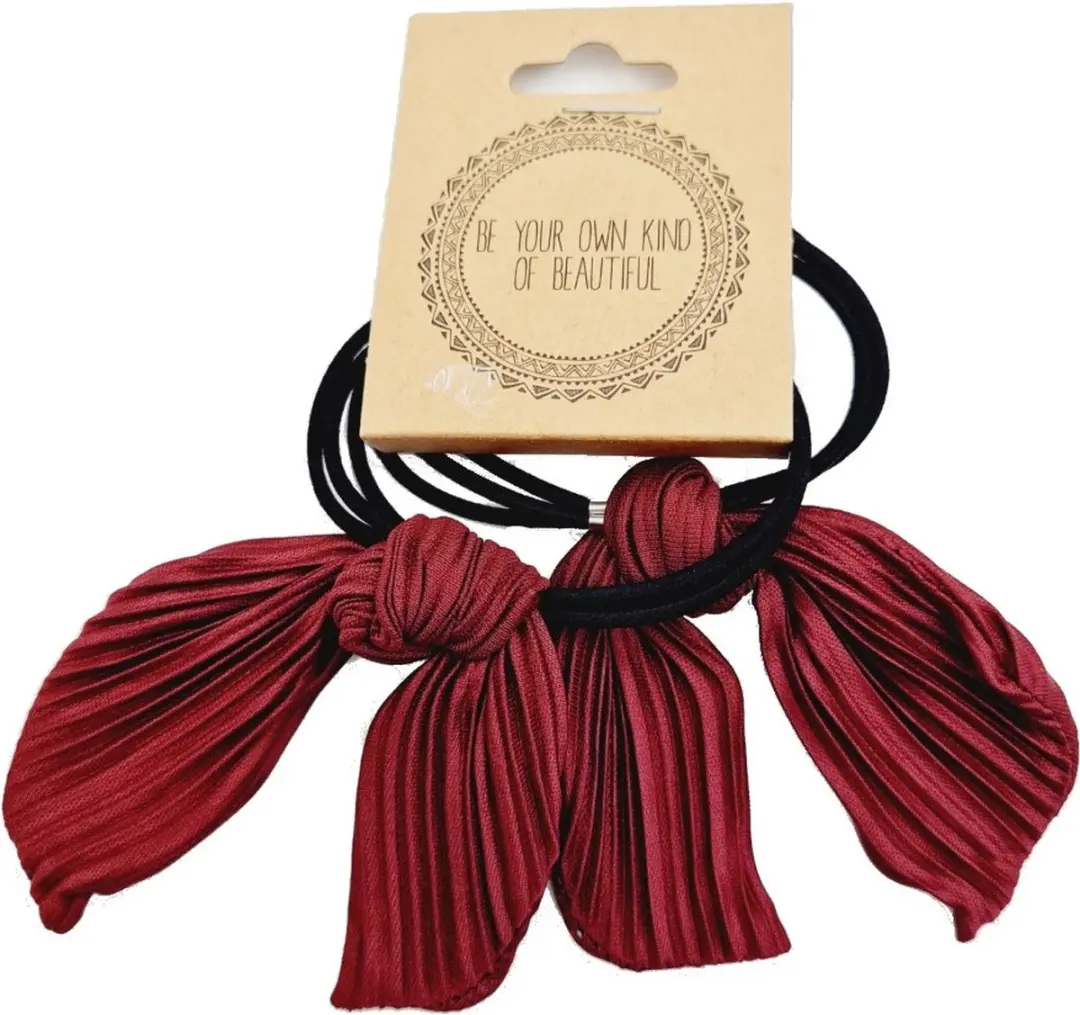 Haarsoires Haarelastieken Strik 6cm - Metaaldraad - Zwart Rood - 2 Stuks
