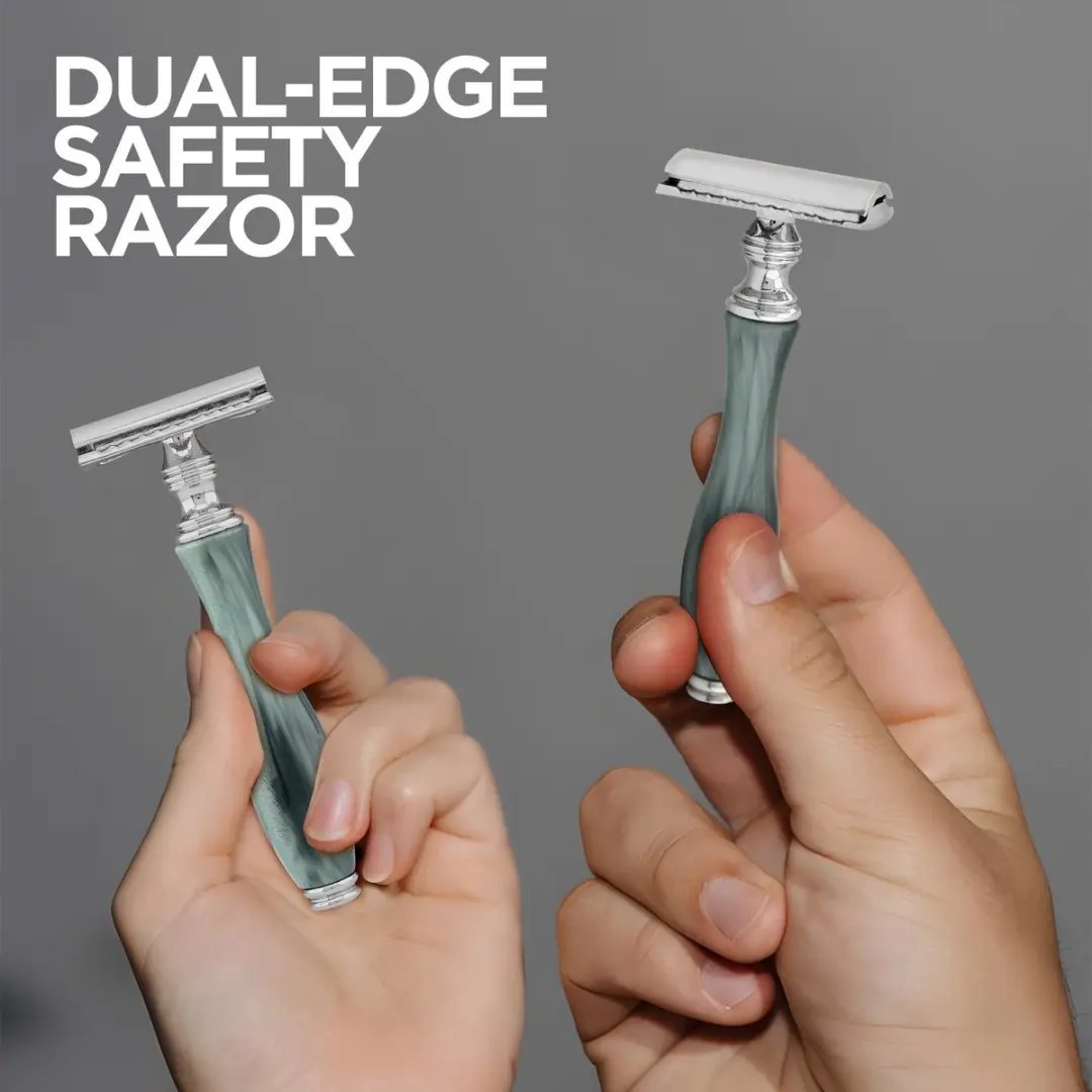 Haryali London Classic Double Edge Veiligheidsscheermes - 5 Mesjes - Zeegroen