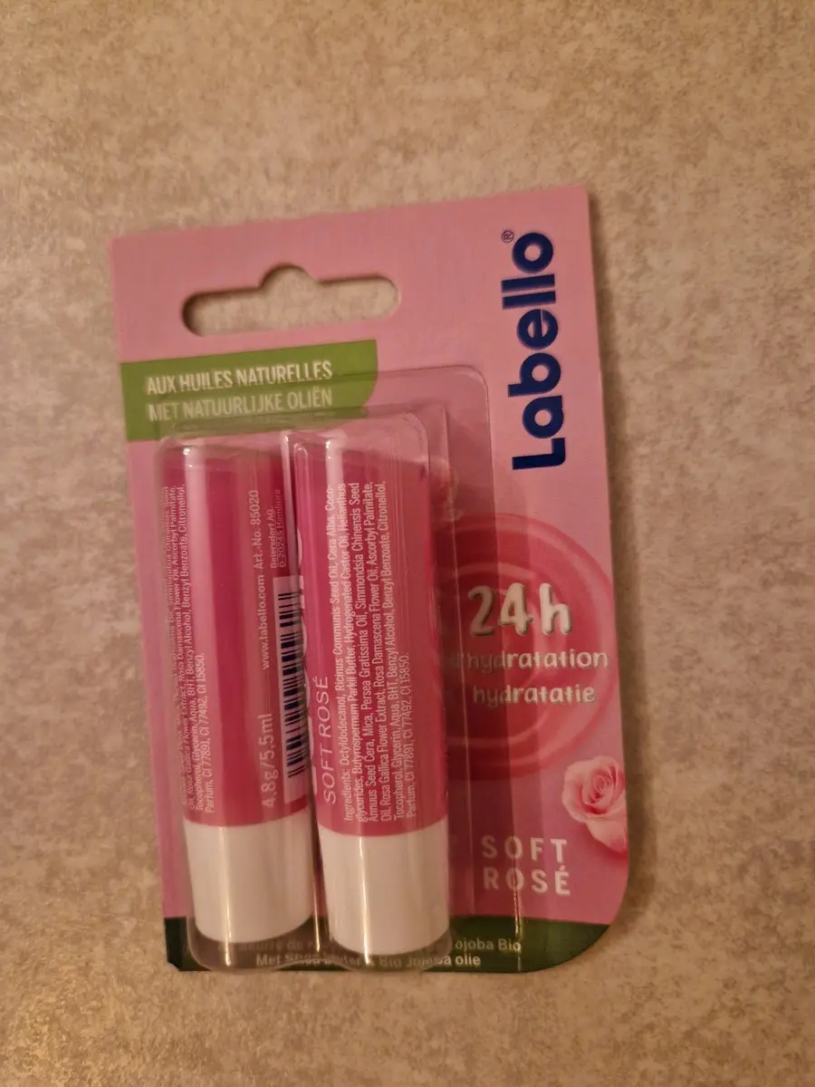 Labello Rosé Soft Lippenbalsem 24H Hydratatie - 2x11ml