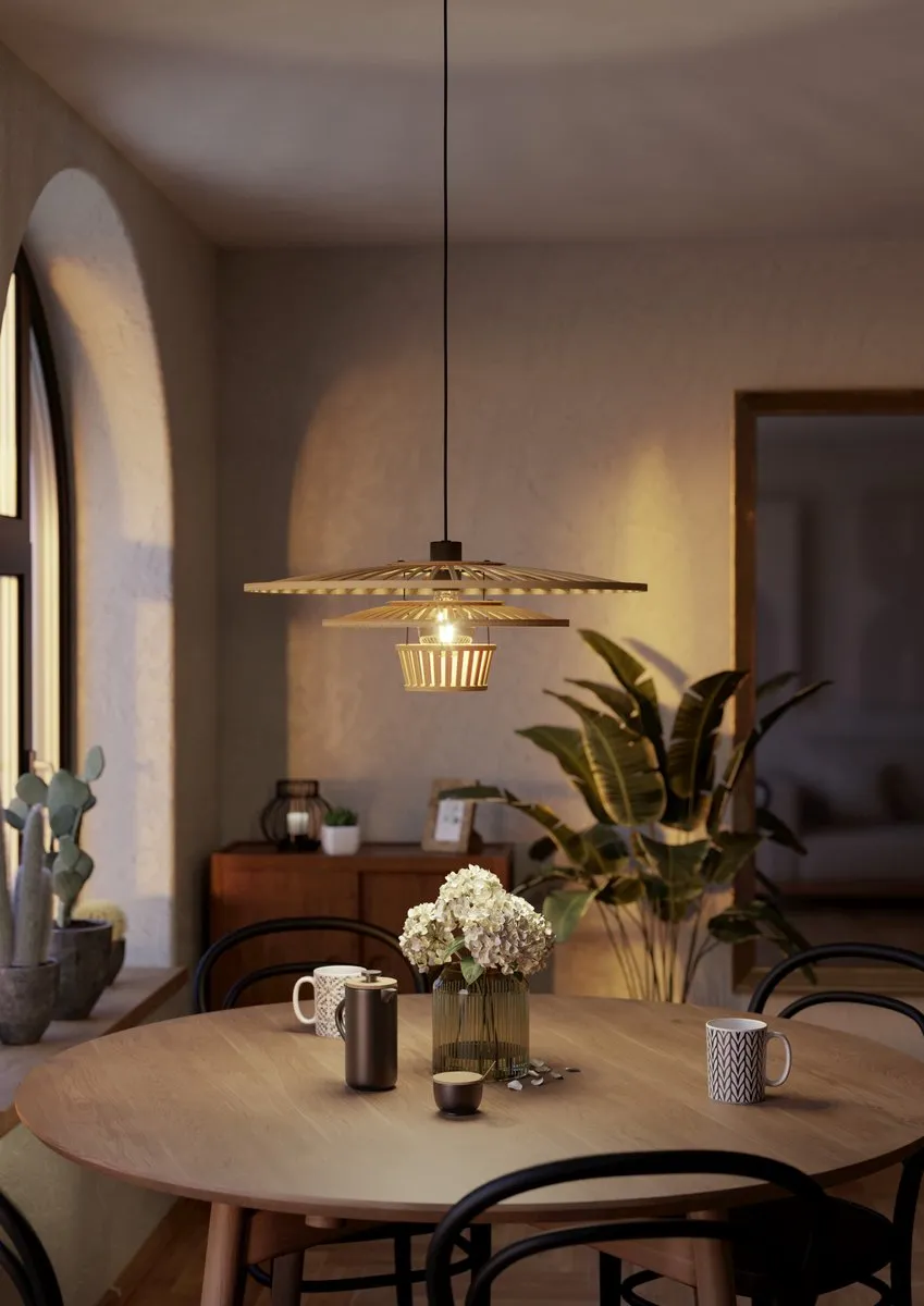 Eglo Lydney Hanglamp E27 - Ø57cm - Zwart/Bruin