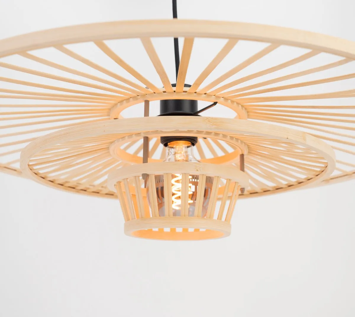 Eglo Lydney Hanglamp E27 - Ø57cm - Zwart/Bruin