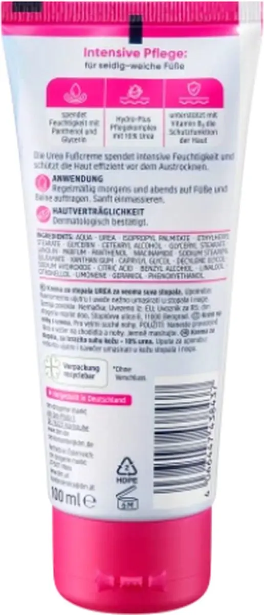 Balea Voetcrème 10% Ureum 6x100ml - Geschikt voor diabetici