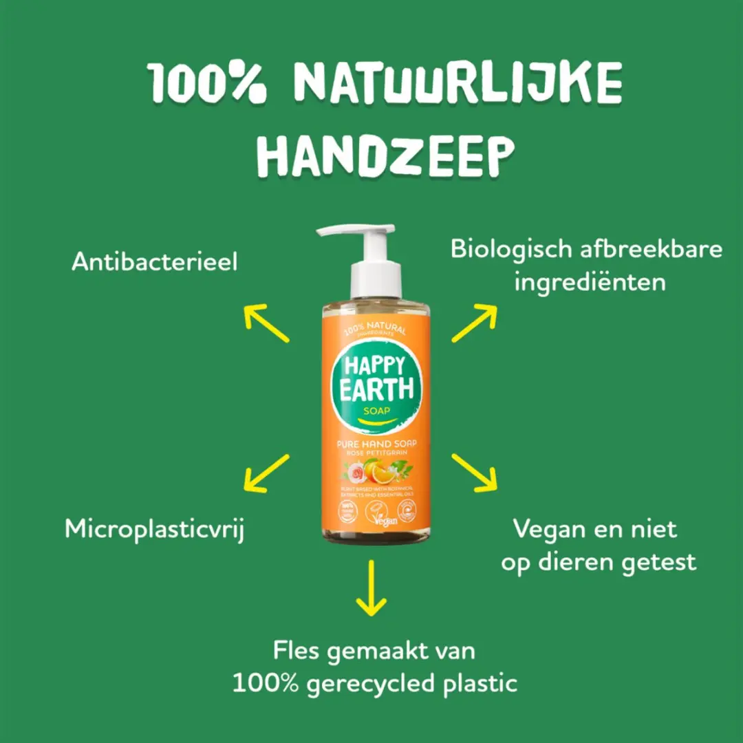 Happy Earth Handzeep Rose Petitgrain 300ml