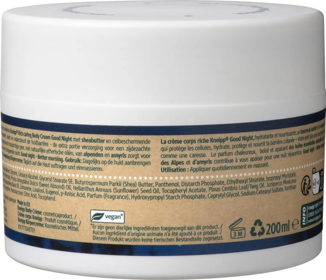 Kneipp Good Night Bodycrème 200ml - Alpenden & Amyris