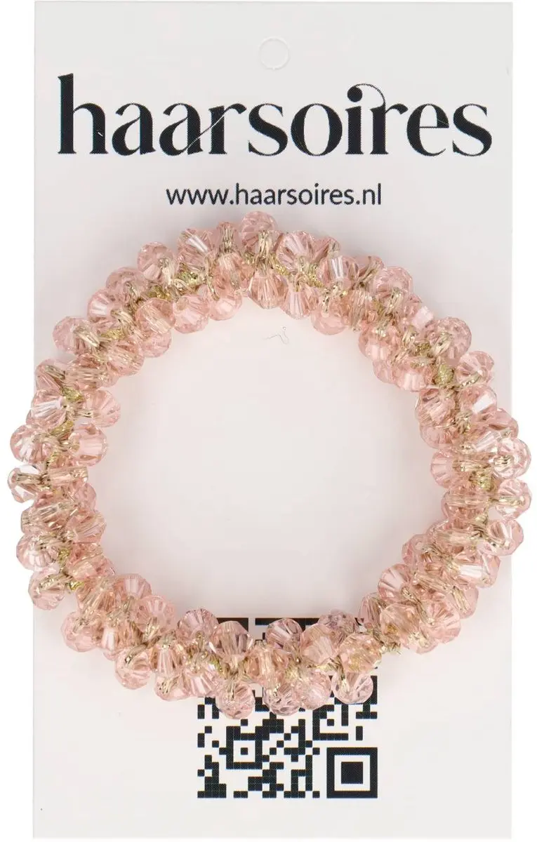 Haarsoires Haarelastiek Facetkralen Transparant Roze