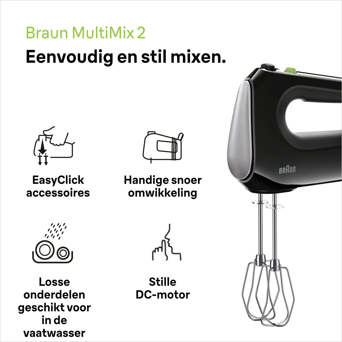 Braun Multimix 2 HM2110BK Handmixer 500W - Zwart