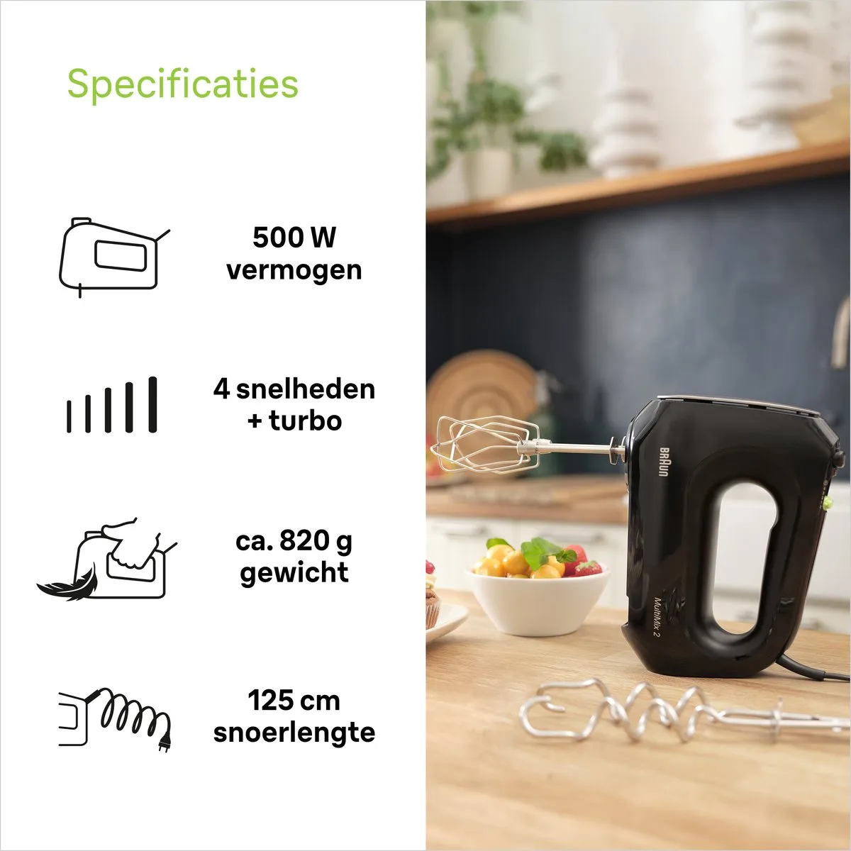 Braun Multimix 2 HM2110BK Handmixer 500W - Zwart
